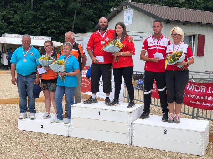 Podium Championnat de Suisse Doublettes Mixtes - 6 et 7 juillet 2019 - Cossonay
